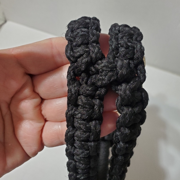 Vintage Macrame Black Shoulder Bag - Picture 5 of 16